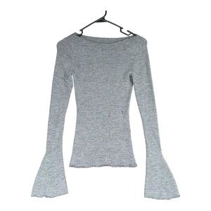 FRAME Gray‎ Bell Sleeve Women's’s 100% Merino Wool Top Casual